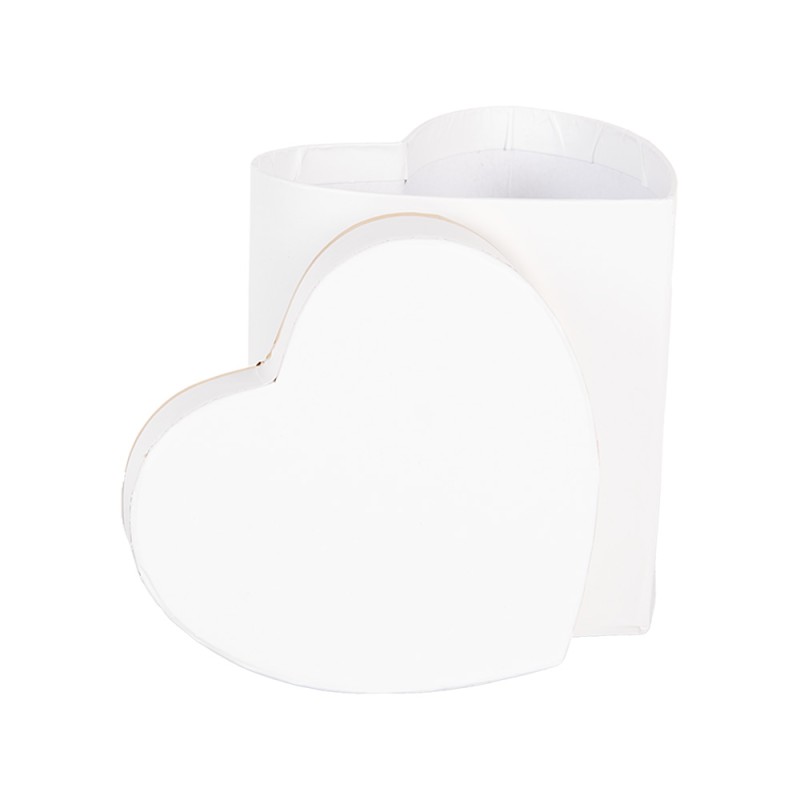 Clayre & Eef Gift box 10x10x10 cm White Cardboard Heart-Shaped