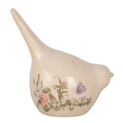 Clayre & Eef Decoratie Beeld Vogel 14x9x15 cm Beige Keramiek
