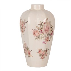 Clayre & Eef Vase Ø 21x34 cm Beige Keramik Blumen
