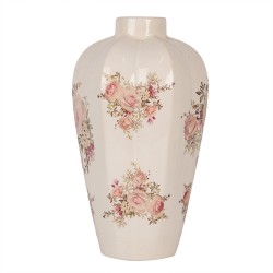 Clayre & Eef Vase Ø 21x34 cm Beige Keramik Blumen