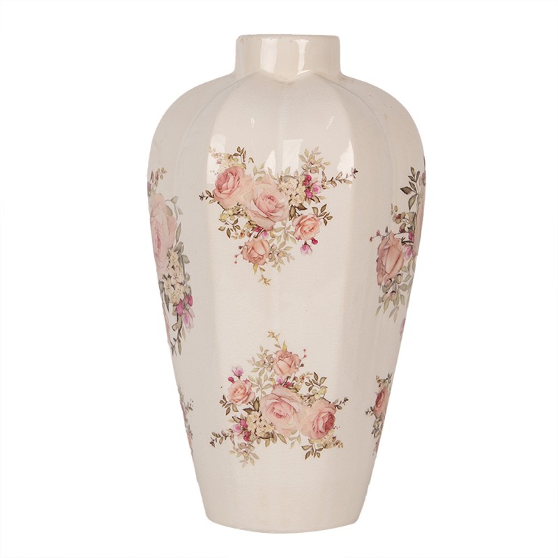 Clayre & Eef Vase Ø 21x34 cm Beige Keramik Blumen