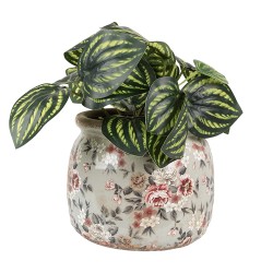 Clayre & Eef Pot de fleurs Ø 16x13 cm Gris Céramique Fleurs