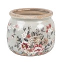 Clayre & Eef Pot de fleurs Ø 12x10 cm Gris Céramique Fleurs
