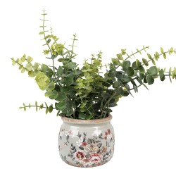 Clayre & Eef Pot de fleurs Ø 12x10 cm Gris Céramique Fleurs