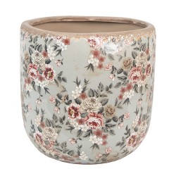 Clayre & Eef Pot de fleurs Ø 19x18 cm Gris Céramique Fleurs