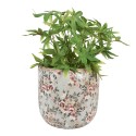 Clayre & Eef Pot de fleurs Ø 19x18 cm Gris Céramique Fleurs