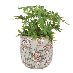 Clayre & Eef Pot de fleurs Ø 19x18 cm Gris Céramique Fleurs
