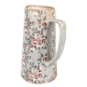 Clayre & Eef Dekorative Kanne 21x14x26 cm Grau Keramik Blumen