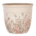 Clayre & Eef Bloempot Ø 18x17 cm Beige Keramiek Bloemen