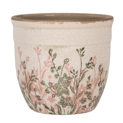 Clayre & Eef Planter Ø 16x14 cm Beige Ceramic Flowers