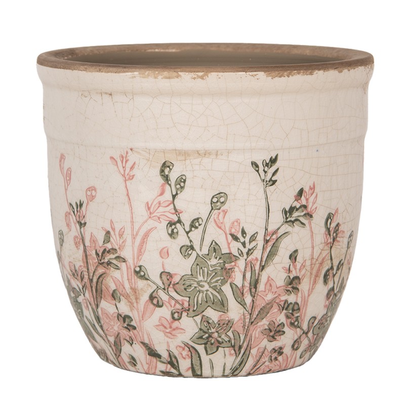 Clayre & Eef Fioriera Ø 16x14 cm Beige Ceramica Fiori