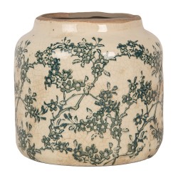 Clayre & Eef Bloempot Ø 15x14 cm Beige Keramiek Bloemen