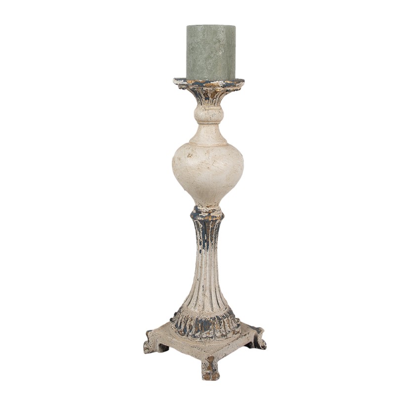 Clayre & Eef Candle holder 14x14x40 cm Beige Ceramic material