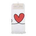 Clayre & Eef Serviette invité 40x66 cm Blanc Rouge Coton Rectangle Coeur