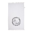 Clayre & Eef Guest Towel 40x66 cm White Black Cotton Rectangle Rabbit Flowers