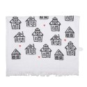 Clayre & Eef Serviette invité 40x66 cm Blanc Noir Coton Rectangle Maison en pain d'épices