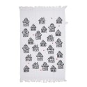 Clayre & Eef Serviette invité 40x66 cm Blanc Noir Coton Rectangle Maison en pain d'épices