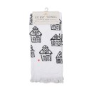 Clayre & Eef Serviette invité 40x66 cm Blanc Noir Coton Rectangle Maison en pain d'épices