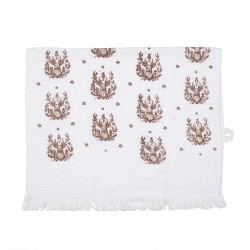 Clayre & Eef Serviette invité 40x66 cm Blanc Coton Rectangle Cerf