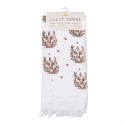 Clayre & Eef Serviette invité 40x66 cm Blanc Coton Rectangle Cerf