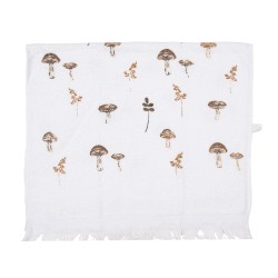Clayre & Eef Guest Towel 40x66 cm White Cotton Rectangle Mushrooms