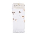 Clayre & Eef Guest Towel 40x66 cm White Cotton Rectangle Mushrooms
