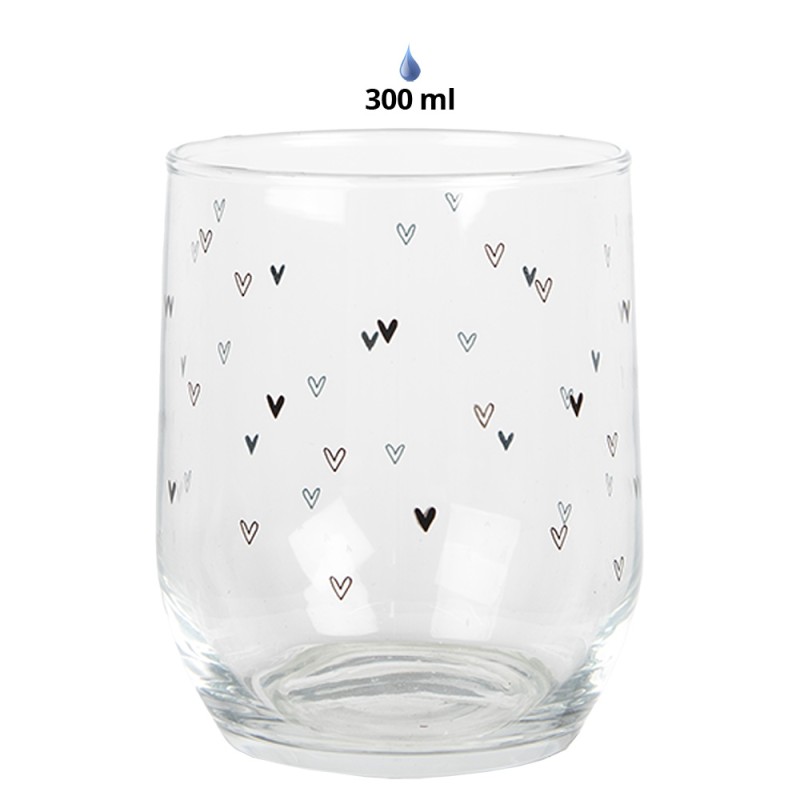 Clayre & Eef Wasserglas 300 ml Transparant Glas Herzen