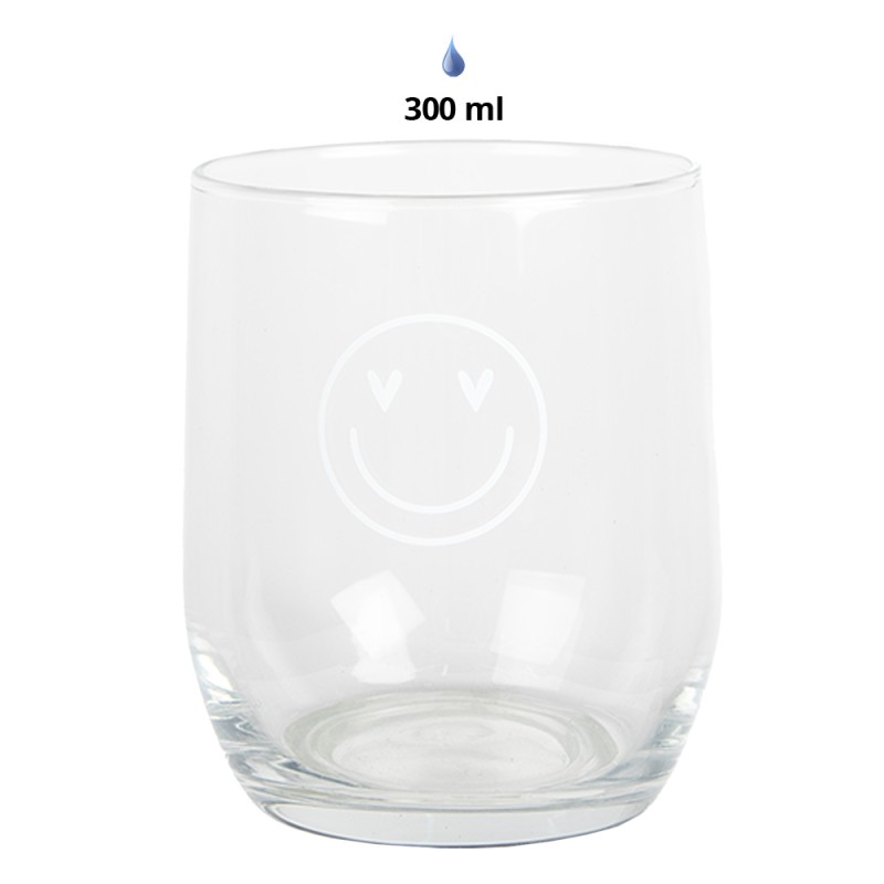 Clayre & Eef Waterglas 300 ml Transparant Glas Smile
