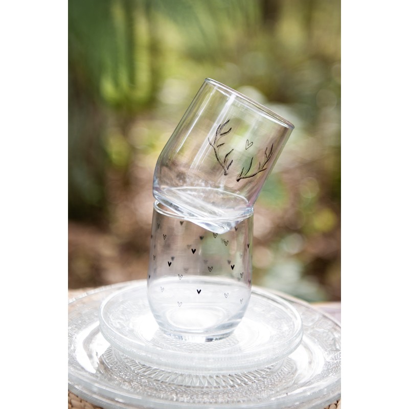 Clayre & Eef Water Glass 300 ml Transparent Glass Antler