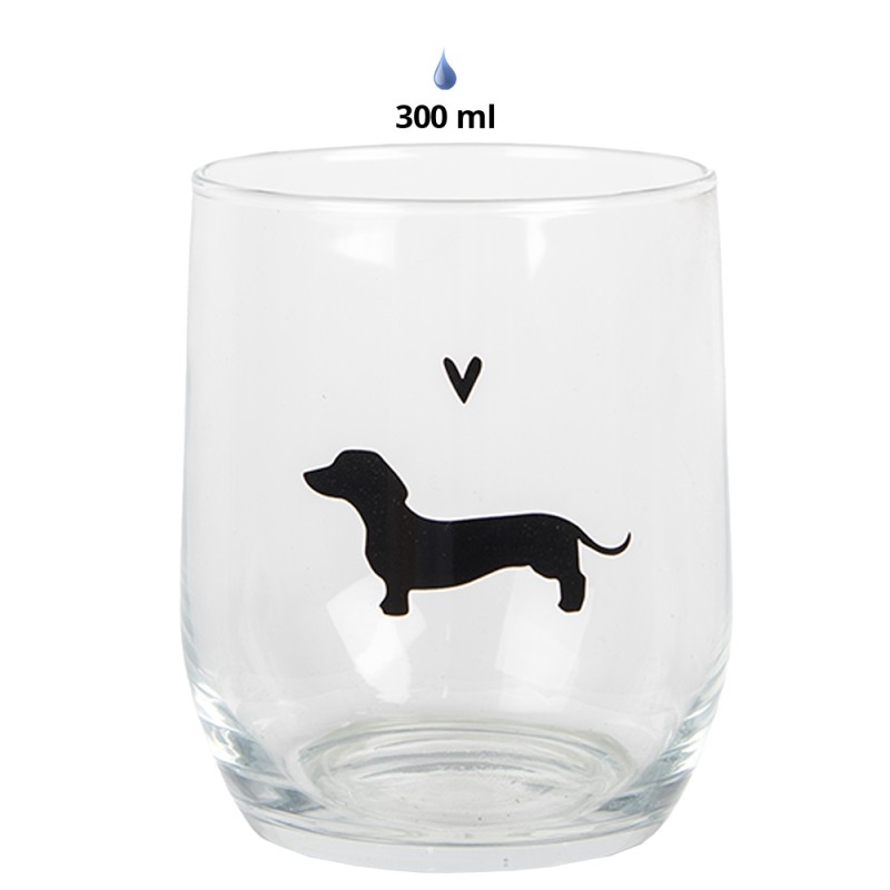 Clayre & Eef Waterglas 300 ml Transparant Glas Teckel