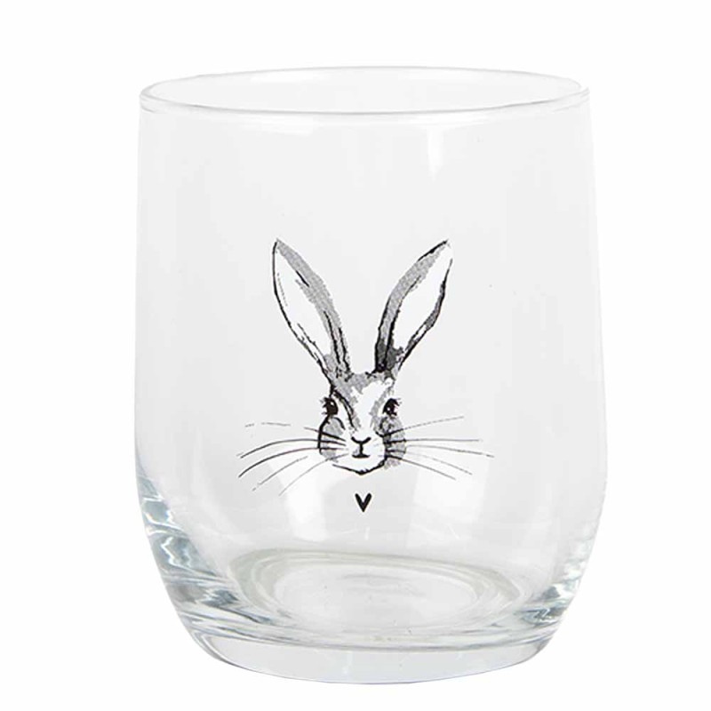 Clayre & Eef Waterglas 300 ml Transparant Glas Konijn
