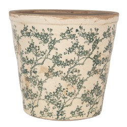 Clayre & Eef Bloempot Ø 21x20 cm Beige Keramiek Bloemen