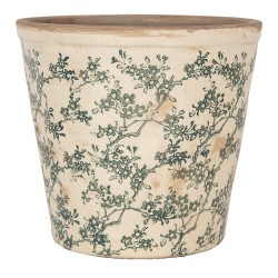 Clayre & Eef Bloempot Ø 21x20 cm Beige Keramiek Bloemen