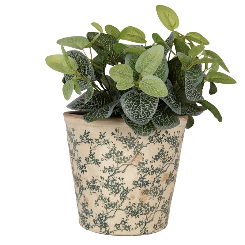 Clayre & Eef Bloempot Ø 21x20 cm Beige Keramiek Bloemen
