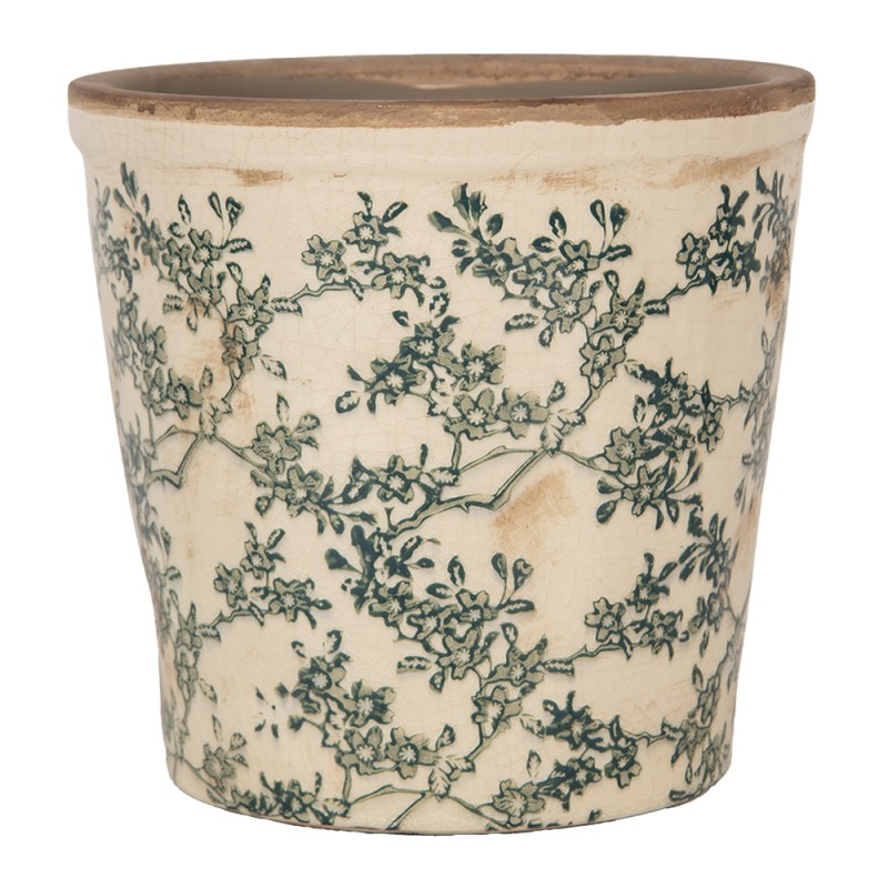 Clayre & Eef Blumentopf Ø 17x16 cm Beige Keramik Blumen