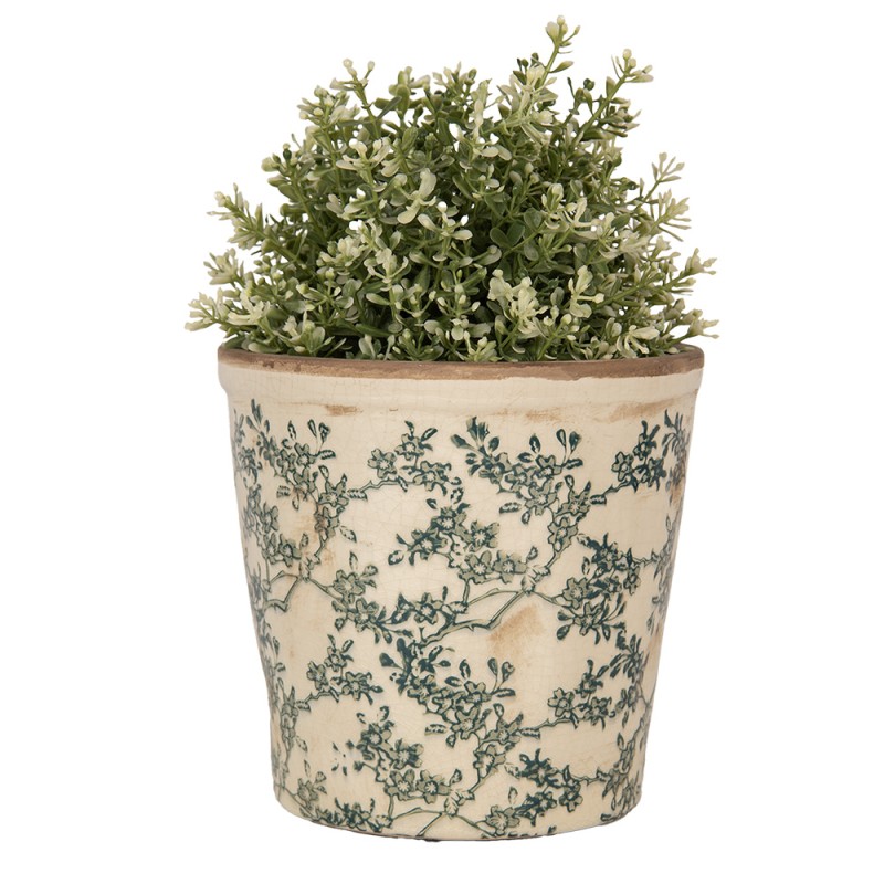 Clayre & Eef Blumentopf Ø 17x16 cm Beige Keramik Blumen