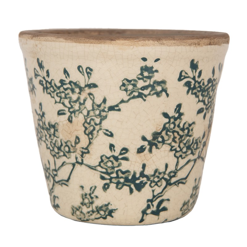 Clayre & Eef Blumentopf Ø 12x11 cm Beige Keramik Blumen