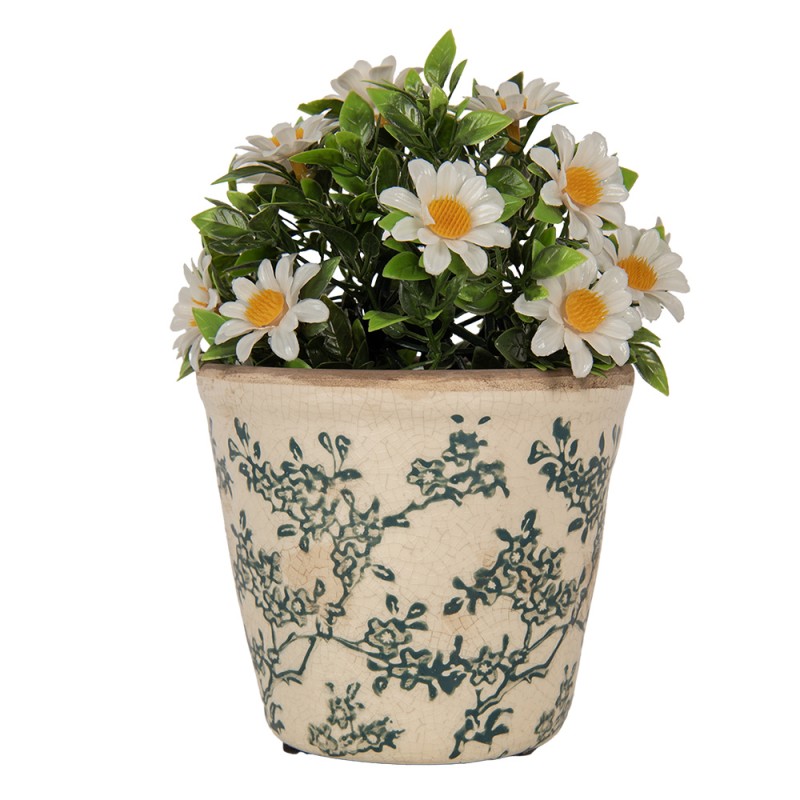 Clayre & Eef Blumentopf Ø 12x11 cm Beige Keramik Blumen
