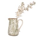 Clayre & Eef Decoration can 21x15x23 cm Beige Ceramic Flowers