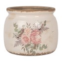 Clayre & Eef Pot de fleurs Ø 16x13 cm Beige Céramique Fleurs