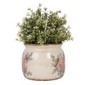 Clayre & Eef Pot de fleurs Ø 16x13 cm Beige Céramique Fleurs