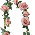 Clayre & Eef Kunstblume Girlande 150 cm Rosa Grün Kunststoff Rosen