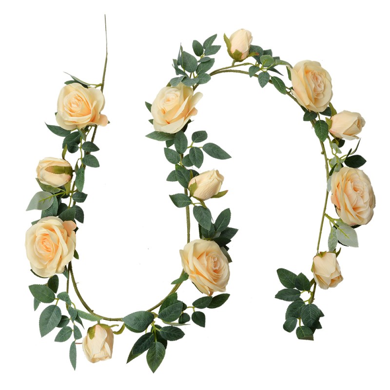 Clayre & Eef Kunstblume Girlande 150 cm Gelb Grün Kunststoff Rosen
