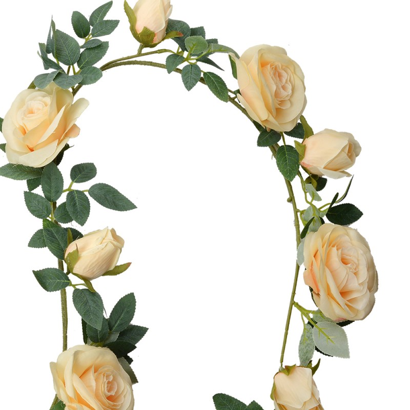 Clayre & Eef Kunstblume Girlande 150 cm Gelb Grün Kunststoff Rosen