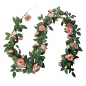 Clayre & Eef Fleur artificielle Guirlande 150 cm Rose Vert Plastique Roses