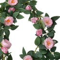 Clayre & Eef Kunstbloem Guirlande 180 cm Roze Groen Kunststof Rozen