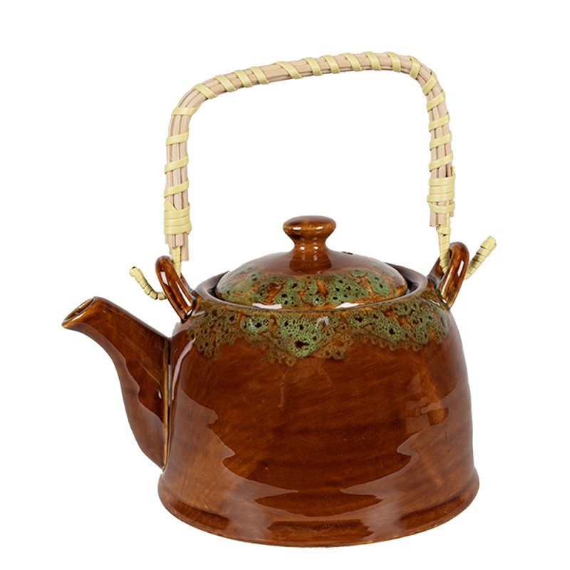 Clayre & Eef Théière avec filtre 750 ml Marron Vert Céramique