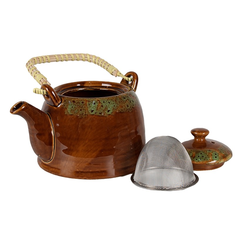 Clayre & Eef Théière avec filtre 750 ml Marron Vert Céramique
