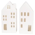 Clayre & Eef Decorative House with LED 7x6x15 cm White Porcelain