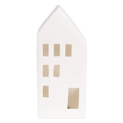 Clayre & Eef Decorative House with LED 7x6x15 cm White Porcelain